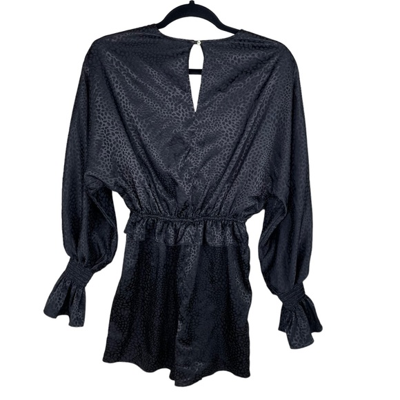 NWT River Island Long Sleeve Jacquard Shirred Romper in black - Picture 3 of 8